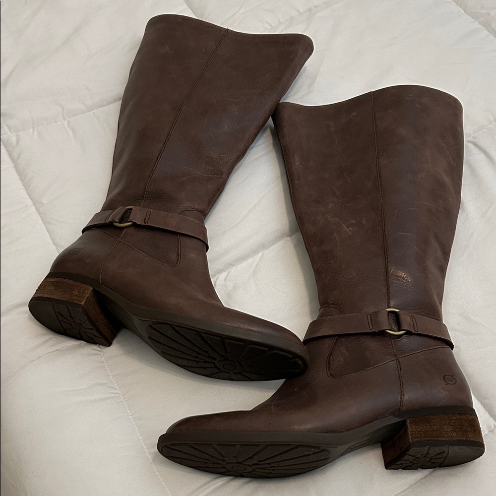 Born Women's Tan Leather Heeled Boots - Picture 5 of 10